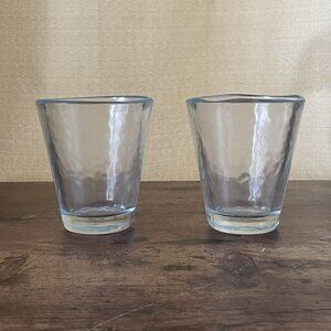 Bormioli Rocco Murano Clear 9 oz Flat Tumbler Glass Set of 2 Textured Hammered